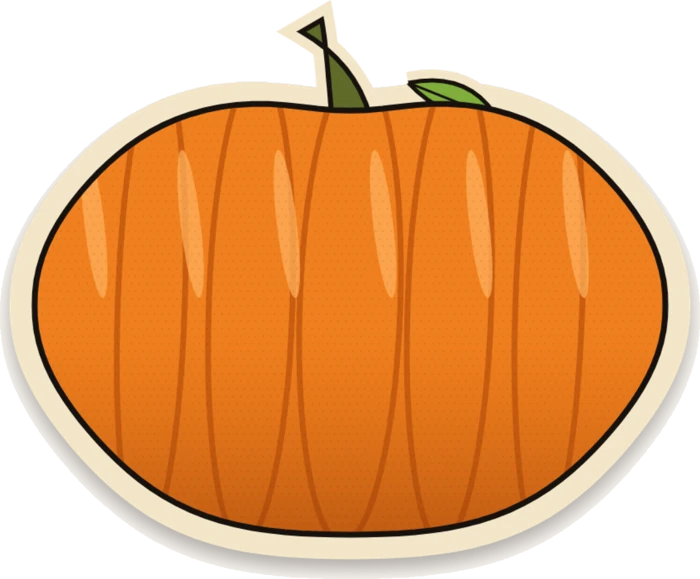 An uncarved pumpkin, with a faint candle glow showing through